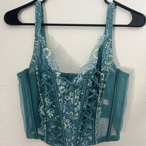 Victoria's Secret Green and Blue Lace Bra with Adjustable Straps